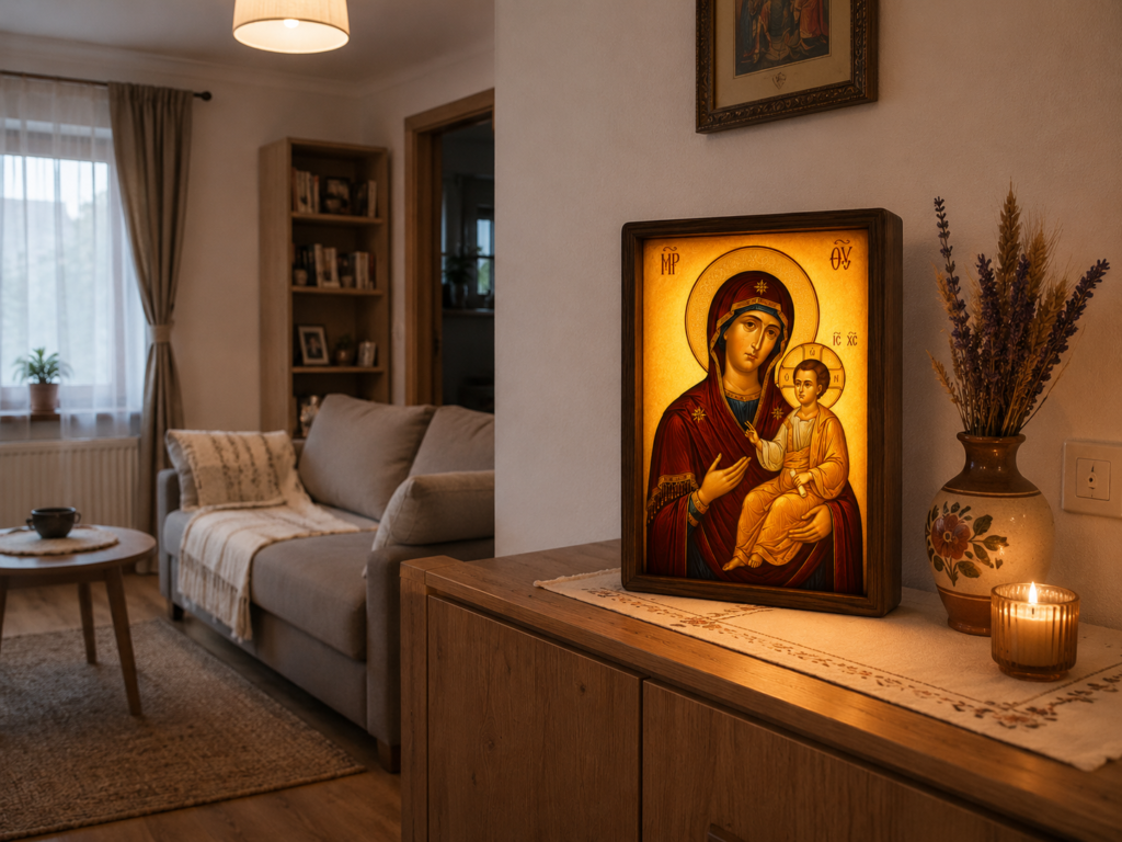 Tablou ortodox retroiluminat vs. lampă 3D acril: care e diferența reală?